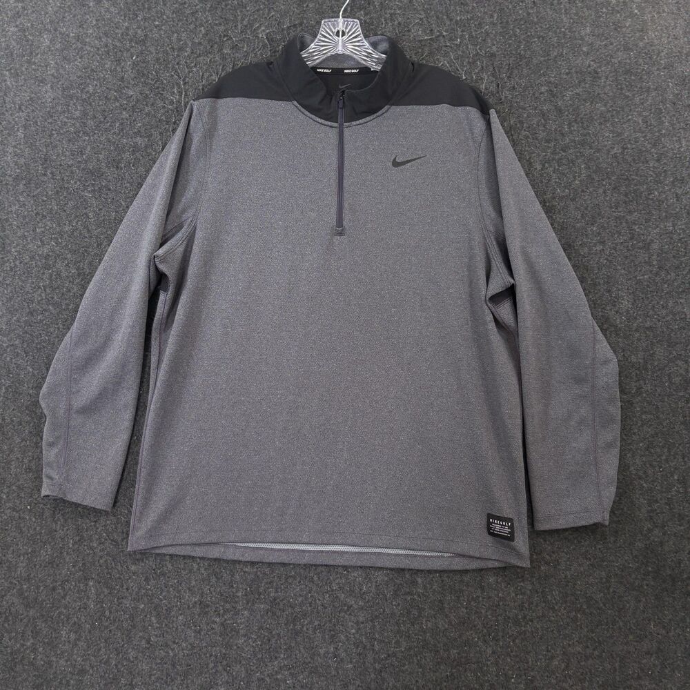 Nike Golf Victory Pullover Men's XL Gray Black Dri-Fit 1/4 Zip AH5548-015